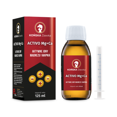 Końska Dawka Activo Mg+Ca Jonowy Magnez i Wapń Wysoka Przyswajalność Płynna Formuła 125ml Wsparcie Mięśni i Kości